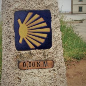 last camino mileage marker at Finisterre